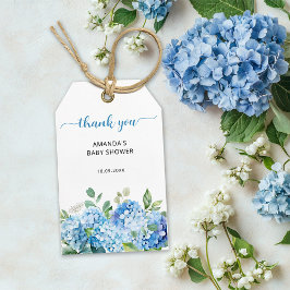 Etiqueta Para Presente Chuva de Bebê Blue Hydrangea Agradecimento