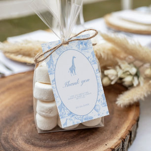Etiqueta Para Presente Chuva de Bebê Blue Safari Toile de Jouy