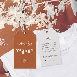 Etiqueta Para Presente Chuva de Bebê Boho Minimalista Neutra em Tom de Fe