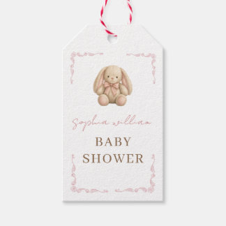 Etiqueta Para Presente Chuva de Bebê Bunny em Aquarela Fofa