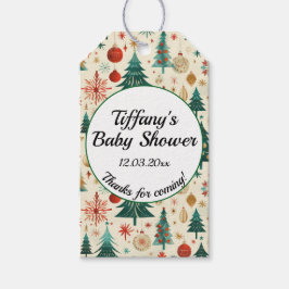 Etiqueta Para Presente Chuva de Bebê com Tema de Inverno Festivo