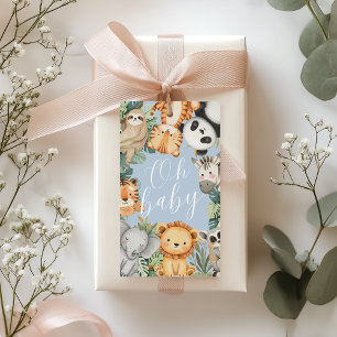 Etiqueta Para Presente Chuva de bebê da Selva Tropical de Pastel Safari