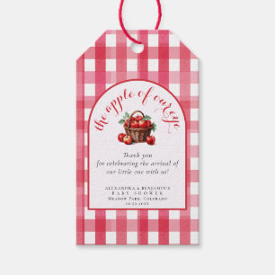 Etiqueta Para Presente Chuva de Bebê do Casal Rústico Gingham de Colheita