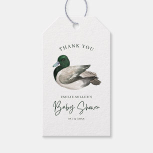 Etiqueta Para Presente Chuva de Bebê do Pato-real Neutro Verde