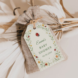 Etiqueta Para Presente Chuva de Bebê Flor Silvestre Joaninha Xadrez Fofa