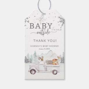 Etiqueta Para Presente Chuva de Bebê Floresta de Inverno Baby É Frio Lá F