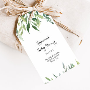 Etiqueta Para Presente Chuva de Bebê Folhagem Tropical Verde Elegante