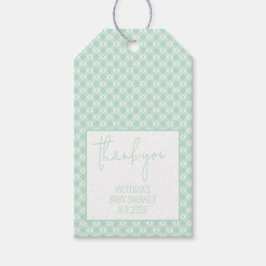 Etiqueta Para Presente Chuva de Bebê Gingham Verde Menta Neutro
