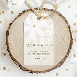 Etiqueta Para Presente Chuva de Bebê Jardim de Margaridas Neutro Obrigado