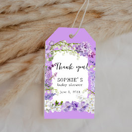 Etiqueta Para Presente Chuva de Bebê Lavanda Boho Florais Aquarela