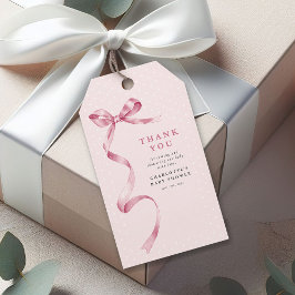 Etiqueta Para Presente Chuva de Bebê Menina com Laço Rosa Fofa