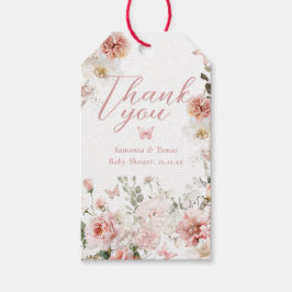 Etiqueta Para Presente Chuva de Bebê Menina Floral Rosa Borboleta Pequena