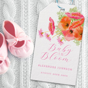 Etiqueta Para Presente Chuva de Bebê Menina Floral Vibrante e Elegante