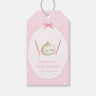 Etiqueta Para Presente Chuva de Bebê Menina Kawaii Rosa Asiática 