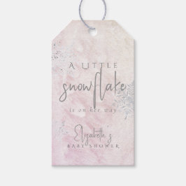 Etiqueta Para Presente Chuva de Bebê Menina Rosa Floco de Neve Congelado