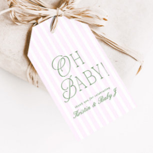 Etiqueta Para Presente Chuva de Bebê Menina Rosa Préppy Oh Bebê