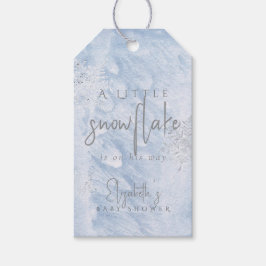 Etiqueta Para Presente Chuva de Bebê Menino Floco de Neve Azul Congelado