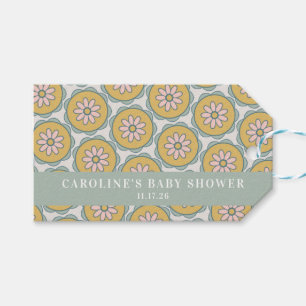 Etiqueta Para Presente Chuva de Bebê Personalizada Floral Pastel Boho Ret