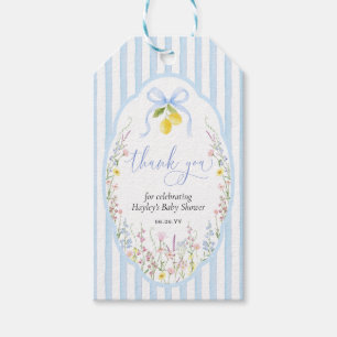 Etiqueta Para Presente Chuva de Bebê Posey Wildflower Azul
