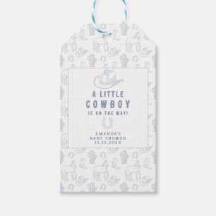 Etiqueta Para Presente Chuva de Bebê Toile de Jouy Azul Caubói Ocidental