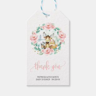 Etiqueta Para Presente Chuva de Bênçãos Floral Floresta Infantil Obrigado
