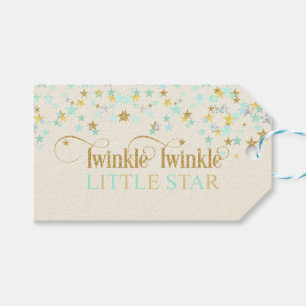 Etiqueta Para Presente Chuva de Estrelas Baby Shower Verde Claro