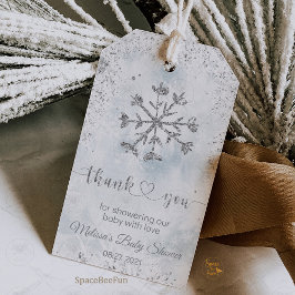 Etiqueta Para Presente Chuva de Flocos de Neve: Baby Shower de Inverno