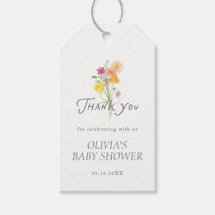 Etiqueta Para Presente Chuva de Flores Baby Shower Obrigado