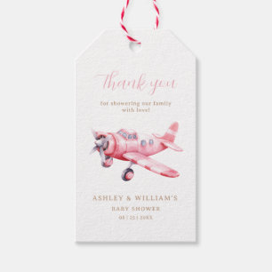 Etiqueta Para Presente Chuva de Ideias Menina do Avião Rosa Chá de Bebê