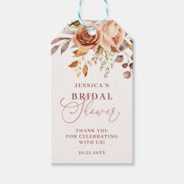 Etiqueta Para Presente Chuva de Noiva de Outono Boho Floral Obrigado