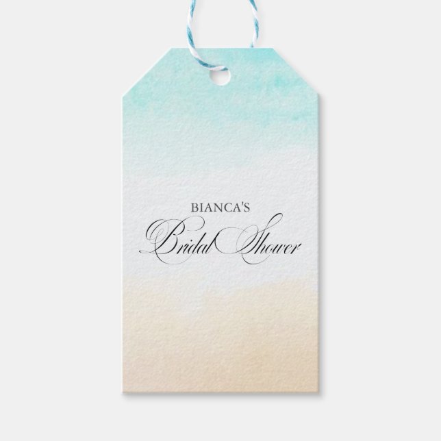 Etiqueta Para Presente Chuva de Noiva Elegante Tropical Costeira (Frente)