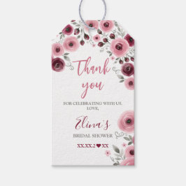 Etiqueta Para Presente Chuva de noiva em aquarela branca floral
