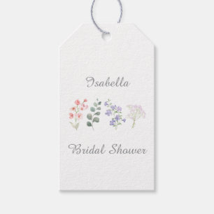 Etiqueta Para Presente Chuva de Noiva em Aquarela de Flor Selvagem Boho