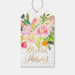 Etiqueta Para Presente Chuva de Noiva Floral em Aquarela da PixDezines