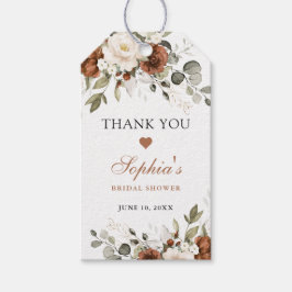 Etiqueta Para Presente Chuva de Noiva Floral Ferrugem Creme Verde Dourado
