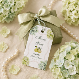 Etiqueta Para Presente Chuva de Noiva Hydrangea Verde Par de Peras Perfei