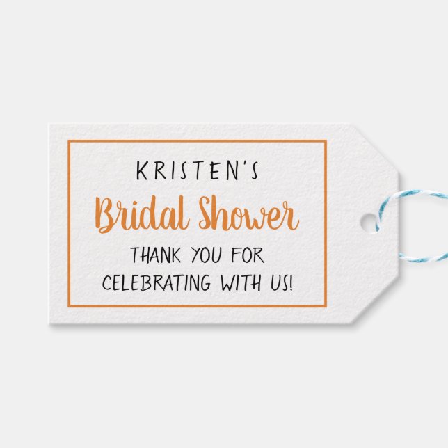 Etiqueta Para Presente Chuva de Noiva Laranja Casamento Outono (Frente (horizontal))