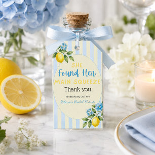 Etiqueta Para Presente Chuva de Noiva Main Squeeze com Tema de Limão Azul