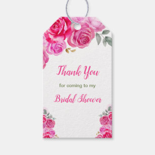 Etiqueta Para Presente Chuva de Noiva Rosa Floral Quente