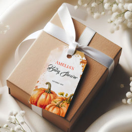 Etiqueta Para Presente Chuva de Outono em Aquarela Chá de Bebê