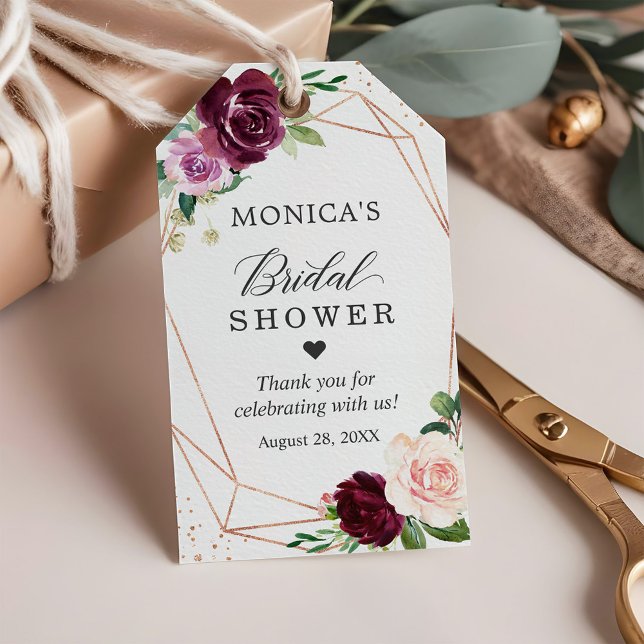 Etiqueta Para Presente Chuva de Presentes Botânico Moderno Floral Rosa Ro (Criador carregado)