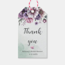 Etiqueta Para Presente Chuva de Presentes Floral Lavanda e Verde