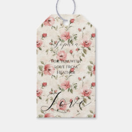 Etiqueta Para Presente Chuva de Rosas Cor-de-Rosa Amor Floral Chá de Noiv