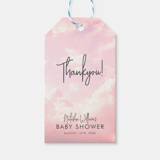 Etiqueta Para Presente Chuva de Rosas Pastel Bebê Shower (Frente)