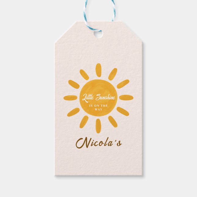 Etiqueta Para Presente Chuva de sol Baby shower ensolarado  (Frente)
