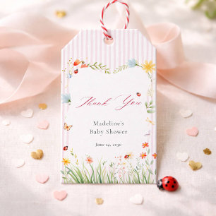 Etiqueta Para Presente Chuveirinho de Bebê Flor Selvagem Ladybug Fofa Obr