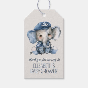 Etiqueta Para Presente Chuveiro de Bebê Elefante Azul Náutico Fofo