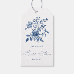 Etiqueta Para Presente Chuveiro de Noiva Floral em Chinoiserie Azul