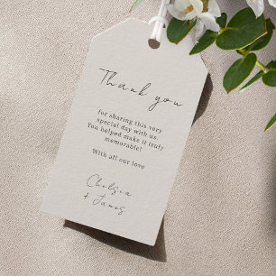 Etiqueta Para Presente Cinza Casamento Chic Script Obrigado
