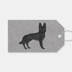 Etiqueta Para Presente Cinza de Cachorro de German shepherd Preto